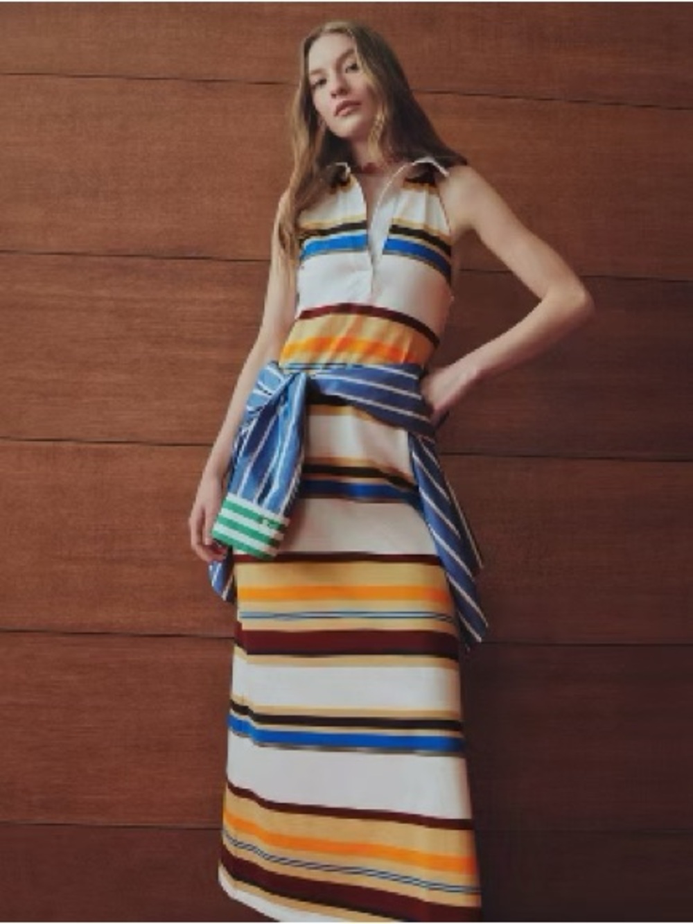Striped Sleeveless Maxi Dress in Multi-Color
